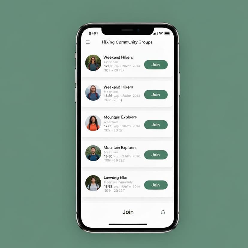 App screen showing hiking community groups