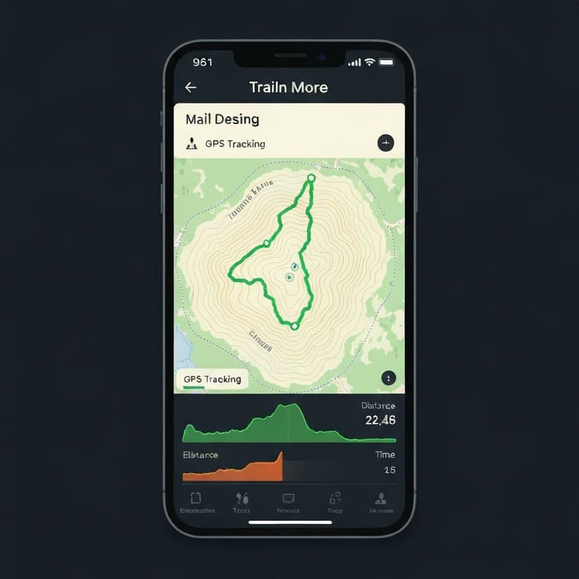 App screen showing trail map with route tracking